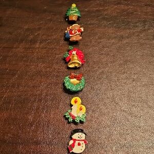 6 Festive Christmas Button Cover  Set Snowman Tree Wreath Holiday